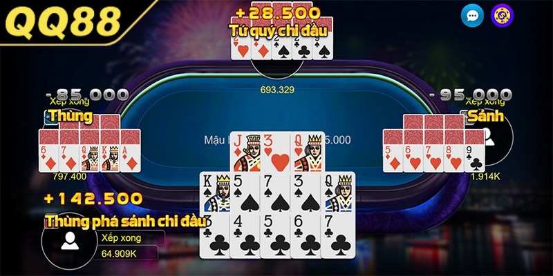 Xếp bài kiểu ba đao không cần quá phụ thuộc vào một chi